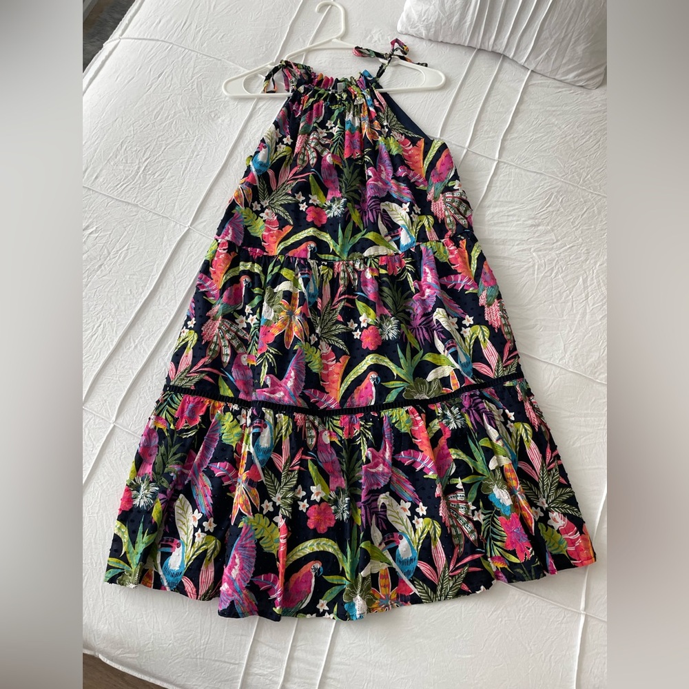 Crown & Ivy Pink and Green Floral Tiered Dress